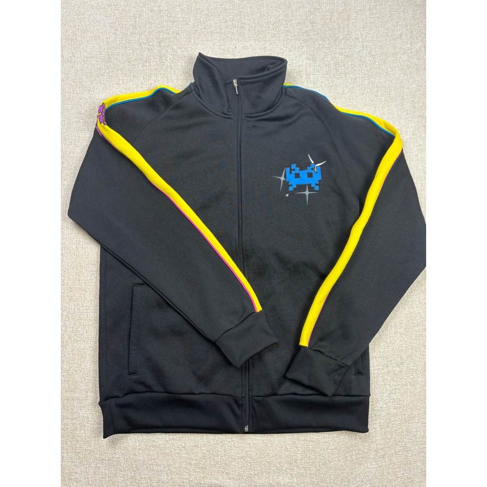 Space Invaders Mens XXL Black Full Zip Track Jacket Retro Arcade Gaming Graphics